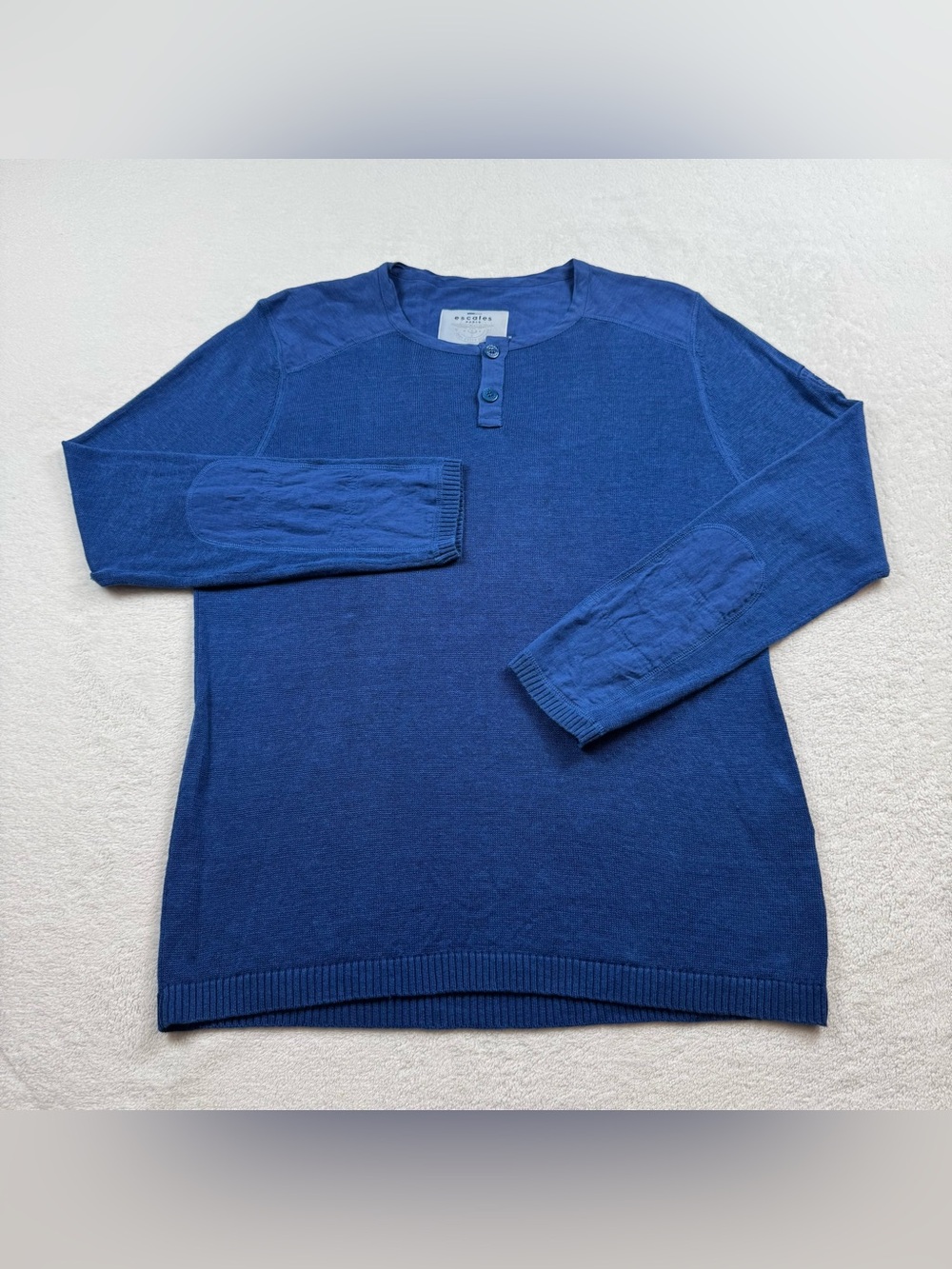 Escales Paris Henley knit sweater 100% linen men’s size XL blue limited edition